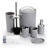 Bathroom Sets Accessories,Plastic 6 Piece Bathroom Accessory Set Bathroom Trash Can Set with Drawstring Trash Bags,Toothbrush Holder Set,Soap Dispenser,Tooth Mug,Soap Dish,Toilet Brush Holder(Grey) view 1
