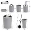 Bathroom Sets Accessories,Plastic 6 Piece Bathroom Accessory Set Bathroom Trash Can Set with Drawstring Trash Bags,Toothbrush Holder Set,Soap Dispenser,Tooth Mug,Soap Dish,Toilet Brush Holder(Grey) view 2