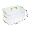 JUXYES 2-Tiers Stack Carry Storage Box With Handle, Transparent Stackable Storage Bin With Handle Lid Latching Storage Container for School & Office Supplies (Green) view 2