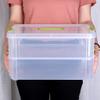 JUXYES 2-Tiers Stack Carry Storage Box With Handle, Transparent Stackable Storage Bin With Handle Lid Latching Storage Container for School & Office Supplies (Green) view 3