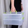 JUXYES 2-Tiers Stack Carry Storage Box With Handle, Transparent Stackable Storage Bin With Handle Lid Latching Storage Container for School & Office Supplies (Green) view 4