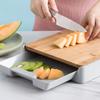Bamboo Cutting Board Set with Container Tray Drawer For Kitchen Easy Waste Removal & Food Prep, Eco-friendly Wooden Chopping Boards Wood Block Butcher view 2