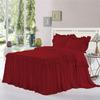 Bedding Empire 20" Drop 1 Piece Double Ruffle Bed Skirt/Bed Cover 100% Egyptian Cotton 500 TC Burgundy Queen Size view 1