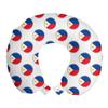 Ambesonne Phillipine Travel Pillow Neck Rest, Pattern from The Circles with Flag of Philippines National Graphic, Memory Foam Traveling Accessory for Airplane and Car, 12", White Red view 1