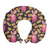 Ambesonne Animal Travel Pillow Neck Rest, Cartoon Animated Repeated Female Rat Girl Silhouettes and Spotted Cheese, Memory Foam Traveling Accessory for Airplane and Car, 12", Indigo Pink view 1