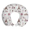 Ambesonne Paris Travel Pillow Neck Rest, Romance Language Capital of Love Eiffel Heart Fashion City Girlish Print, Memory Foam Traveling Accessory for Airplane and Car, 12", Redwood Pearl Pink view 1