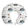 Ambesonne Scandinavian Travel Pillow Neck Rest, Pure Breed Dogs Pattern Yorkshire Terrier Poodle Monochrome Geometric Shapes, Memory Foam Traveling Accessory for Airplane and Car, 12", White view 1