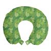 Ambesonne Green Travel Pillow Neck Rest, Abstract Hosta Plants Forest Growth Leaves Ecology Jungle Theme, Memory Foam Traveling Accessory for Airplane and Car, 12", Fern Lime and Pale Green view 1