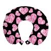 Ambesonne Diamonds Travel Pillow Neck Rest, Romantic Pink Heart Stones on Black Background Valentines Day Theme, Memory Foam Traveling Accessory for Airplane and Car, 12", Pale Pink Black view 1