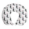 Ambesonne Scottie Dog Travel Pillow Neck Rest, Character with Hat Walking Her Dog on Polka Dotted Backdrop Print, Memory Foam Traveling Accessory for Airplane and Car, 12", Scarlet Black view 1