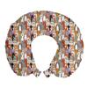 Ambesonne Cats Travel Pillow Neck Rest, Continuous Kitties Portrait Posing Meow Animal Crowded Happy Characters Pet Cheerful, Memory Foam Traveling Accessory for Airplane and Car, 12", Coffee Brown view 1
