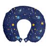 Ambesonne Space Travel Pillow Neck Rest, Galaxy Shooting Stars Planets Spaceship Comet Moon Fantasy, Memory Foam Traveling Accessory for Airplane and Car, 12", Orange Blue view 1