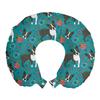 Ambesonne Dog Travel Pillow Neck Rest, Illustration of Boston Terrier Smiling Face Flowers Botanical Heart Butterfly, Memory Foam Traveling Accessory for Airplane and Car, 12", Teal Charcoal view 1