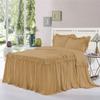 Bedding Empire 25" Drop 1 Piece Double Ruffle Bed Skirt/Bed Cover 100% Egyptian Cotton 500 TC Beige King Size view 1