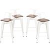 Changjie Furniture 30 Inch Swivel Bar Stools Set of 4 with Backs Counter Height Industrial Barstools for Kitchen Island (Swivel 30 inch, White Wooden) view 1
