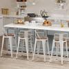 Changjie Furniture 30 Inch Swivel Bar Stools Set of 4 with Backs Counter Height Industrial Barstools for Kitchen Island (Swivel 30 inch, White Wooden) view 2