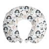 Ambesonne Cartoon Travel Pillow Neck Rest, Pattern of Horses Along Balloons and Rainbow Clouds Raindrops Shower, Memory Foam Traveling Accessory for Airplane and Car, 12", Blue Dust view 1