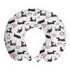 Ambesonne Scottie Dog Travel Pillow Neck Rest, Hand-Drawn Sketched and Scribbled Scotch Breeds Playing, Memory Foam Traveling Accessory for Airplane and Car, 12", Coral Charcoal view 1