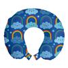 Ambesonne Cartoon Travel Pillow Neck Rest, Rainbow Clouds Along Stars Dreaming Sleeping Shower Night Time, Memory Foam Traveling Accessory for Airplane and Car, 12", Cobalt Blue view 1