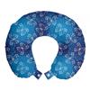 Ambesonne Butterfly Travel Pillow Neck Rest, Spring Animal Floral Blossoms Abstract Motif Dark Tones, Memory Foam Traveling Accessory for Airplane and Car, 12", Azure Blue view 1