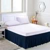 Amuze Bedding Eay Fit Elastic Wrap Around Ruffled Bed Skirt Recron 500 Thread Count(Navy Blue, Short King, Drop Length 14 Inches) view 2