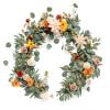 Ling's Moment Fall Flower Garland - 6FT Eucalyptus & Rose - Sweetheart Table Decor for Wedding Reception, Artificial Floral Garland for Mantle, Thanksgiving, Christmas Decoration, Sunset Terracotta view 1