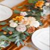 Ling's Moment Fall Flower Garland - 6FT Eucalyptus & Rose - Sweetheart Table Decor for Wedding Reception, Artificial Floral Garland for Mantle, Thanksgiving, Christmas Decoration, Sunset Terracotta view 3
