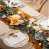 Ling's Moment Fall Flower Garland - 6FT Eucalyptus & Rose - Sweetheart Table Decor for Wedding Reception, Artificial Floral Garland for Mantle, Thanksgiving, Christmas Decoration, Sunset Terracotta view 4