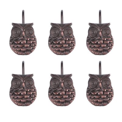12pcs Shower Curtain Hook Antique Owl Shaped Curtain Hanger Hanging Ring Decoration for Bathroom Shower Rods