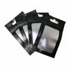 PABCK 100 Pack Resealable Matte Black Zipper Lock Window Bags with Euro Hang Hole for Zip Food Storage Lock Pouches Plastic Foil Packet (10x18 cm (3.9x7.1 inch) view 4
