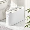 mDesign Large Steel Free Standing Toilet Paper Organizer, 6-Roll Tissue Storage Holder Container Bin for Bathroom Floor, Fits Under Sink, Vanity, Shelf, In Cabinet, or Corner, Oscar Collection - White view 2