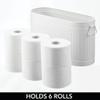 mDesign Large Steel Free Standing Toilet Paper Organizer, 6-Roll Tissue Storage Holder Container Bin for Bathroom Floor, Fits Under Sink, Vanity, Shelf, In Cabinet, or Corner, Oscar Collection - White view 3