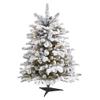 Nearly Natural 3ft. Flocked North Carolina Fir Artificial Christmas Tree with 150 Warm White Lights and 545 Bendable Branches view 1
