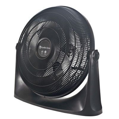 Comfort Zone PowrCurve 20-Inch High-Velocity Floor Fan with Wall Mount, 3-Speed Fan with 180 Adjustable Tilt  Powerful Cooling for Home, Bedroom, Gym & Office