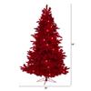 Nearly Natural 7ft. Red Flocked Fraser Fir Artificial Christmas Tree with 500 Red Lights, 40 Globe Bulbs and 1039 Bendable Branches view 2