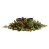 Nearly Natural 24in. Flocked Artificial Christmas Double Candelabrum with 35 Multicolored Lights and Pine Cones view 1