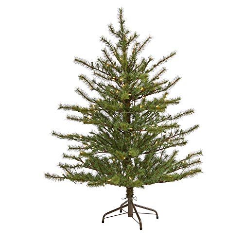 Nearly Natural 4ft. Vancouver Mountain Pine Artificial Christmas Tree with 100 Clear Lights and 374 Bendable Branches