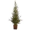 Nearly Natural 4ft. Alpine Natural Look Artificial Christmas Tree in Wood Planter with Pine Cones view 1