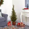 Nearly Natural 4ft. Alpine Natural Look Artificial Christmas Tree in Wood Planter with Pine Cones view 4