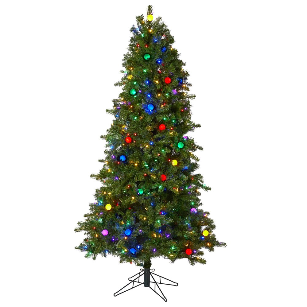 Nearly Natural 6.5ft Pre-Lit Fir Artificial Christmas Tree, 450 LEDs