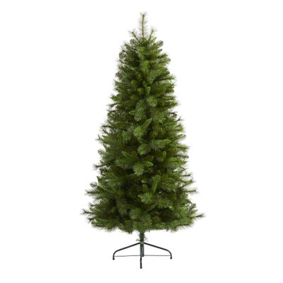 Nearly Natural 6ft. Slim West Virginia Mountain Pine Artificial Christmas Tree with 629 Bendable Branches