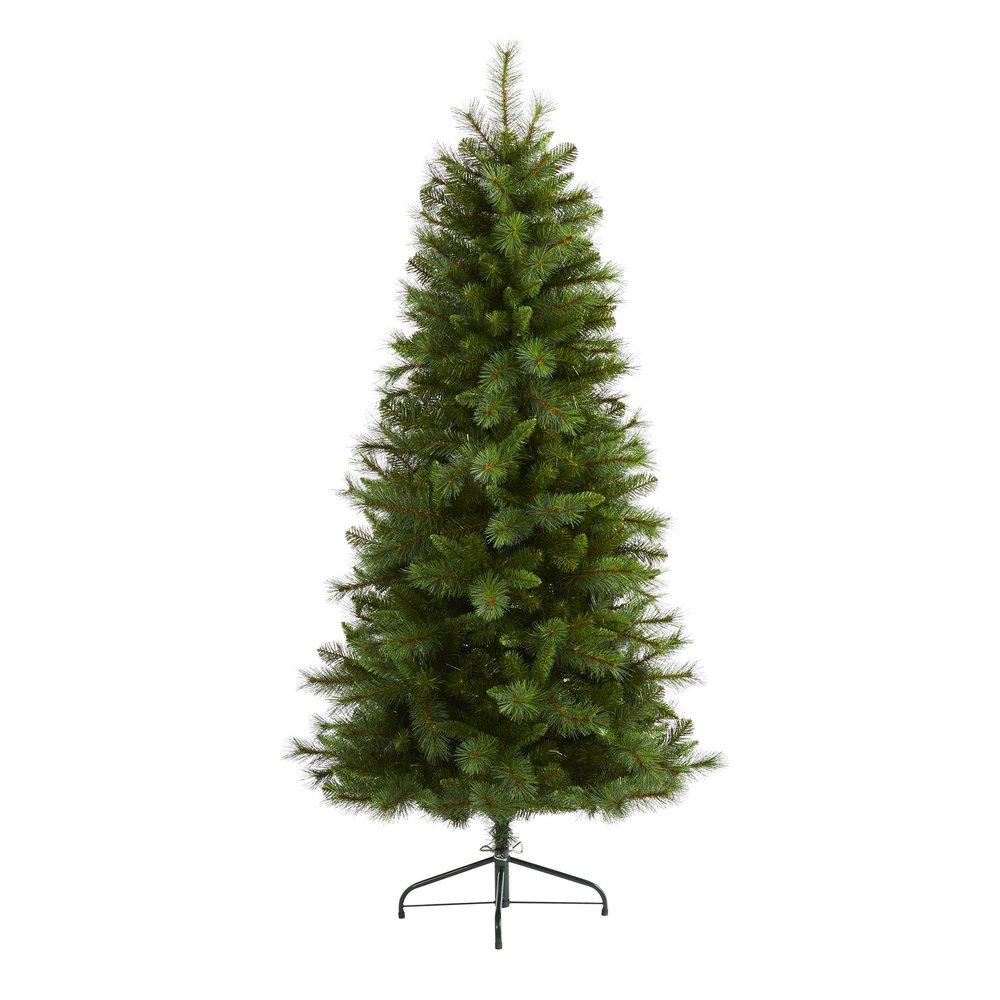 Nearly Natural 6ft. Slim West Virginia Mountain Pine Artificial Christmas Tree with 629 Bendable Branches