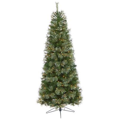 Nearly Natural 6.5ft. Cashmere Slim Artificial Christmas Tree with 350 Warm White Lights and 660 Bendable Branches