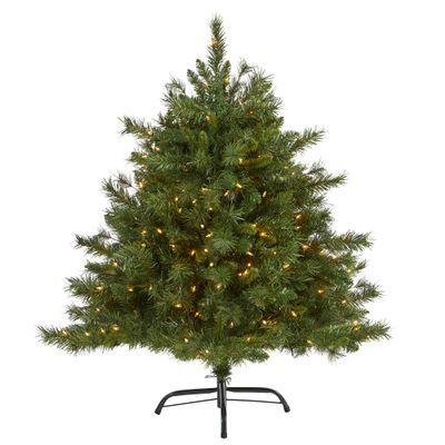 Nearly Natural 4ft. Wyoming Mixed Pine Artificial Christmas Tree with 250 Clear Lights and 462 Bendable Branches