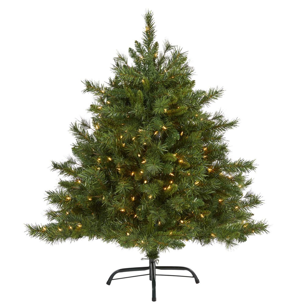 Nearly Natural 4ft. Wyoming Mixed Pine Artificial Christmas Tree with 250 Clear Lights and 462 Bendable Branches