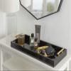Kate and Laurel Lipton Narrow Decorative Tray with Polished Metal Handles, 10 x 24, Black and Gold, Chic Accent Tray for Display and Storage view 2