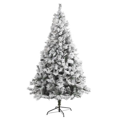 Nearly Natural 7ft. Flocked White River Mountain Pine Artificial Christmas Tree with Pinecones