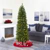 Nearly Natural 6.5ft. Slim Green Mountain Pine Artificial Christmas Tree with 300 Clear LED Lights view 3