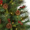 Nearly Natural 5ft. Mixed Pine Artificial Christmas Tree with 150 Clear LED Lights, Pine Cones and Berries view 3