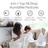 Crane 4-in-1 White Drop Ultrasonic Cool Mist Humidifier with Sound Machine, Night Light, Aroma Tray, 1 Gallon Top Fill White view 2